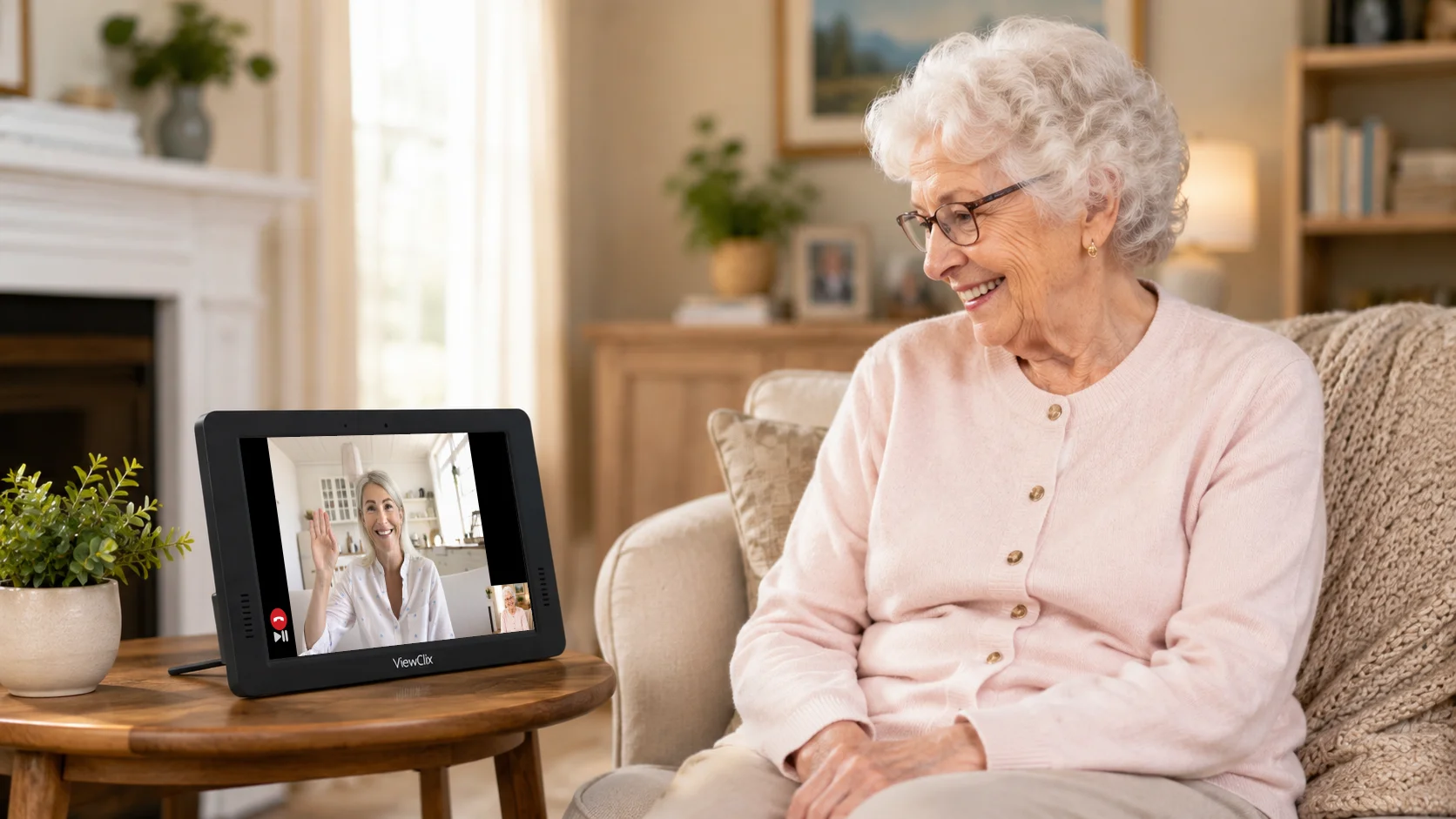 Woman watching ViewClix frame